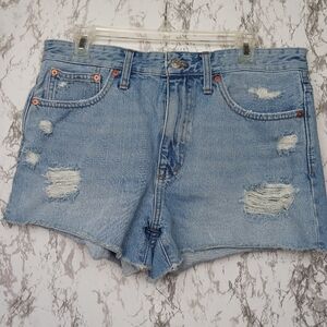 Madewell Relaxed Denim Shorts Ripped Edition Homecrest Wash blue size 29